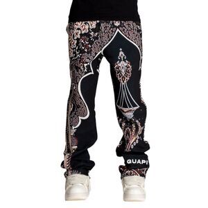 GUAPI Persian Tapestry Pants Size 40 NWT Obsidian Black Tall 35.5" Inseam